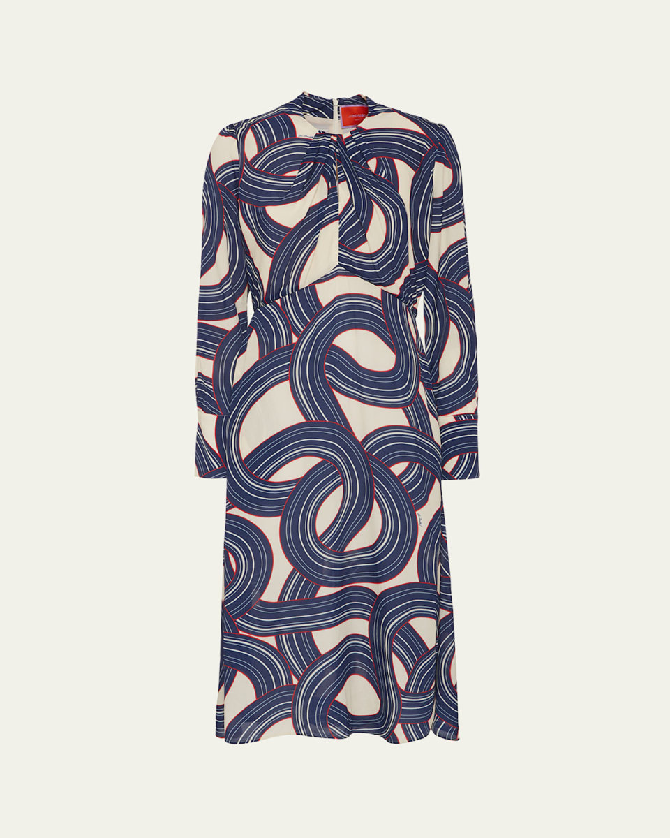 Eve Abstract Long Sleeve Midi Dress